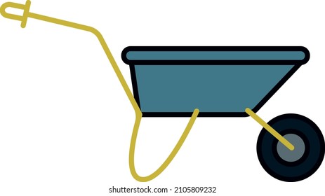 Wheelbarrow Wheel Filled Outline Icon Vector
