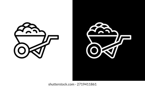 Diseño de conjunto de iconos blancos de carretilla