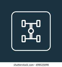 Wheelbase Outline Symbol. Premium Quality Isolated Carcass Element In Trendy Style.