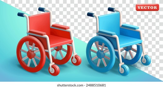 Wheelchair, 3d vector. Suitable for health, business and design elements