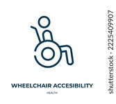 Wheelchair accesibility icon. Linear vector illustration from health collection. Outline wheelchair accesibility icon vector. Thin line symbol for use on web and mobile apps, logo, print media.