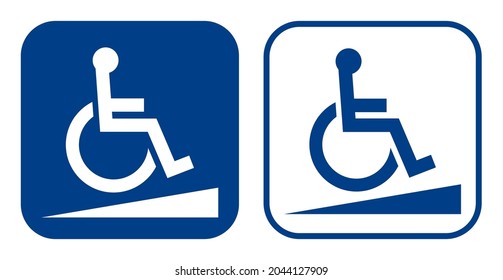 Wheelchair access. Wheelchair slope icon set. Vector symbol on white background.