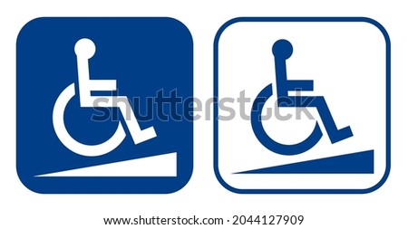 Wheelchair access. Wheelchair slope icon set. Vector symbol on white background.