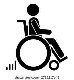 Rollstuhl-Symbol für Barrierefreiheit, Symbol für Behinderte, behindertengerechtes Schild, Piktogramm für Mobilitätshilfe, Schwarz-Weiß-Flachbild