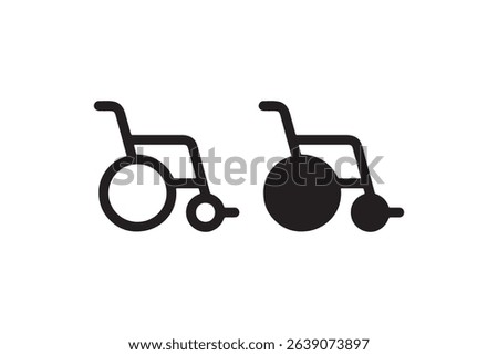 Wheelchair accessibility icons: forward and side view, black and white design.