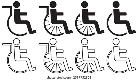 Wheelchair Accessibility Symbol Vector Icons Set. Isolated On Transparent Background.