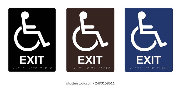 Icono de silla de ruedas. Signo de salida accesible. Silueta de icono accesible para silla de ruedas