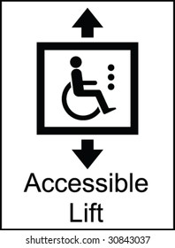 Wheelchair Accessible Lift Public Information Sign