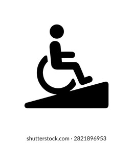 Wheelchair Accessible Ramp Solid Icon for Barrier Free Building Entrance and Public Accessibility