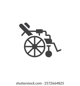 Wheelchair with adjustable backrest vector icon. filled flat sign for mobile concept and web design. Reclining Wheelchair glyph icon. Symbol, logo illustration. Vector graphics