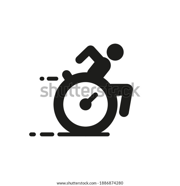 Wheelchair athlete, inclusiveness, Paralympian.\
Disabled person in a wheelchair, flat icon, disabled person.  User\
interface vector\
icon.