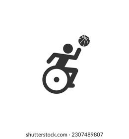 Rollstuhlfahrer, Basketball-Basketball-Basketball-Symbol für SportApps und Websites