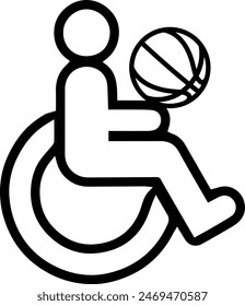 Wheelchair Basketball Icon. Disabled Men in the Wheelchair Vector Art. Disable Handicap Sports. Multi Sport Event. Future Athletes