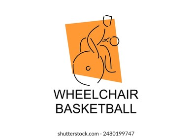 Wheelchair Basketball sport vector line icon. sport pictogram, vector illustration.