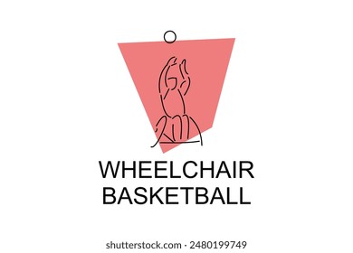 Wheelchair Basketball sport vector line icon. sport pictogram, vector illustration.