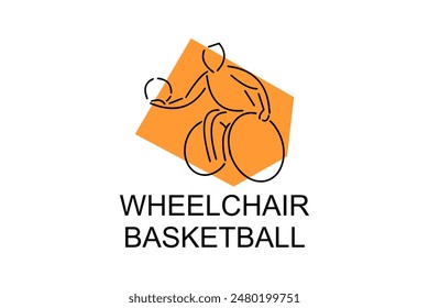 Wheelchair Basketball sport vector line icon. sport pictogram, vector illustration.