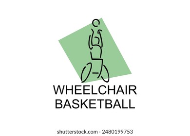 Wheelchair Basketball sport vector line icon. sport pictogram, vector illustration.