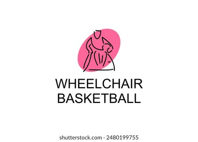 Wheelchair Basketball sport vector line icon. sport pictogram, vector illustration.