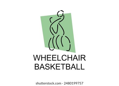 Wheelchair Basketball sport vector line icon. sport pictogram, vector illustration.