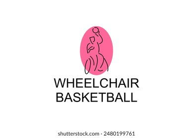 Wheelchair Basketball sport vector line icon. sport pictogram, vector illustration.