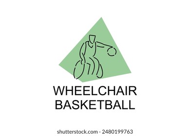 Wheelchair Basketball sport vector line icon. sport pictogram, vector illustration.