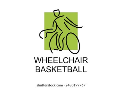 Wheelchair Basketball sport vector line icon. sport pictogram, vector illustration.