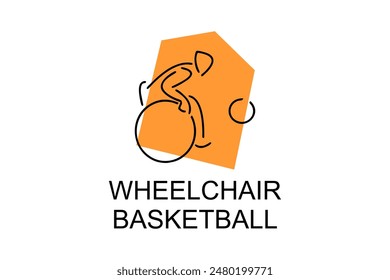 Wheelchair Basketball sport vector line icon. sport pictogram, vector illustration.