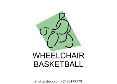 Wheelchair Basketball sport vector line icon. sport pictogram, vector illustration.