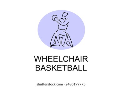 Wheelchair Basketball sport vector line icon. sport pictogram, vector illustration.