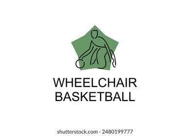 Wheelchair Basketball sport vector line icon. sport pictogram, vector illustration.