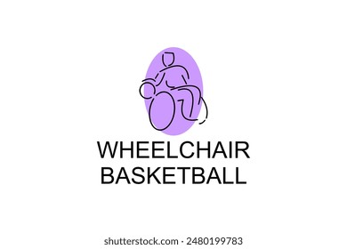 Wheelchair Basketball sport vector line icon. sport pictogram, vector illustration.