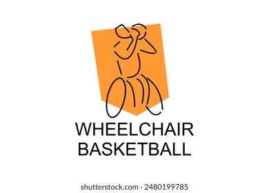 Wheelchair Basketball sport vector line icon. sport pictogram, vector illustration.