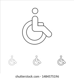 Wheelchair, Bicycle, Movement, Walk Bold and thin black line icon set. Vector Icon Template background