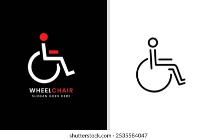 Wheelchair Black and red Sign Symbol Graphic Clip art Artwork Illustration Pictogram Vector design