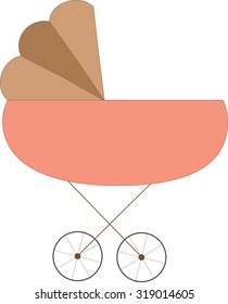 Wheelchair for the child in the gentle tones of the girl on a white background isolated. Vector