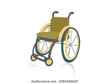 Wheelchair clipart isolated on white background. Mobility aid device. Concept of medicine, disability, invalidity. Vector flat illustration.