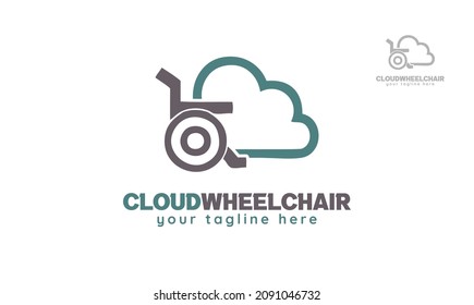 Wheelchair cloud logo design. vector