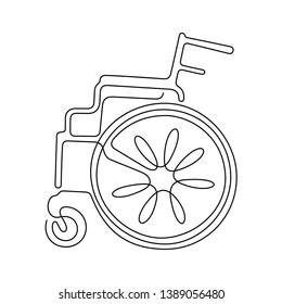 Wheelchair continuous line vector illustration
