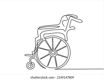Wheelchair continuous line vector illustration