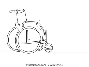 Wheelchair continuous single line drawing. Healthcare concept. Vector illustration minimalist isolated on white background.