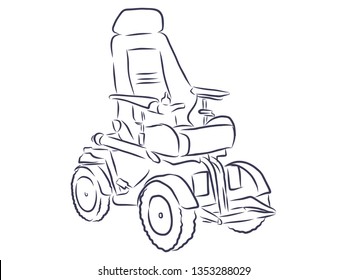 Wheelchair contour, vector illustration