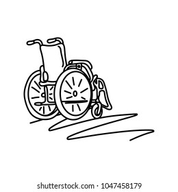 wheelchair with copyspace vector illustration sketch hand drawn with black lines isolated on white background