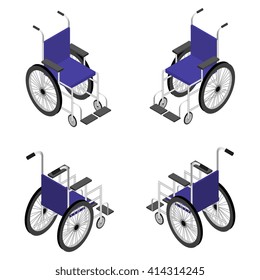 Wheelchair detailed isometric icon vector graphic illustration. 
