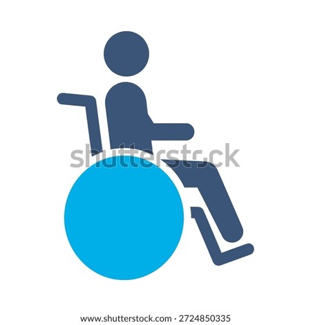 Wheelchair disability icon blue flat vector design disabled man symbol handicap person medical mobility access graphic element sign