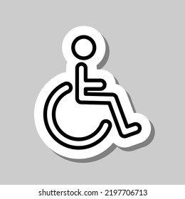 Silla de ruedas, vector de icono simple de discapacidad. Diseño plano. Pegar con sombra sobre fondo gris.ai