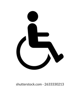Wheelchair disabled person icon, black silhouette accessibility symbol for public spaces and disability support