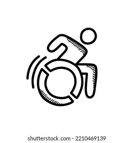 wheelchair doodle icon, vector illustration