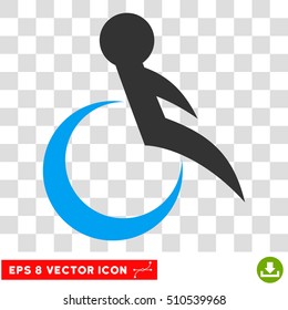 Wheelchair EPS vector icon. Illustration style is flat iconic bicolor blue and gray symbol.