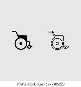 wheelchair fill and outline icon set isolated vector illustration
