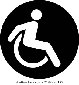 Icono de Vector negro plano de la silla de ruedas.